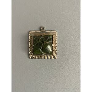 Vintage Carved Floral Bakelite Silver Pendant